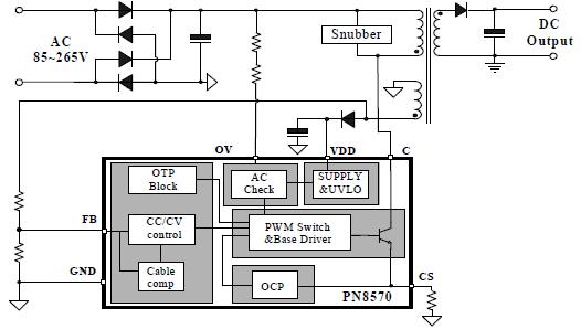 PN8570Ա߷´À¡¿ª¹ØµçԴоƬµç·ͼ