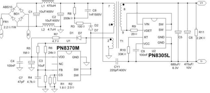 PN8370M+PN8305LСÌå»ý¿ª¹ØµçÔ´5v2a·½°¸