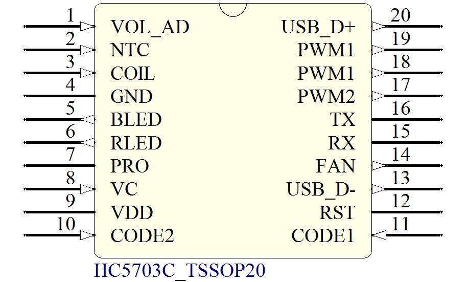hc5703CÎÞÏß³äоƬTSSOP20Òý½Å˵Ã÷
