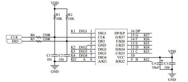 GN1650¹²Òõ¼«°Ë¶ÎÊýÂë¹ÜÇý¶¯Ð¾Æ¬Ìæ»»TM1650/AIP1650µç·ͼ