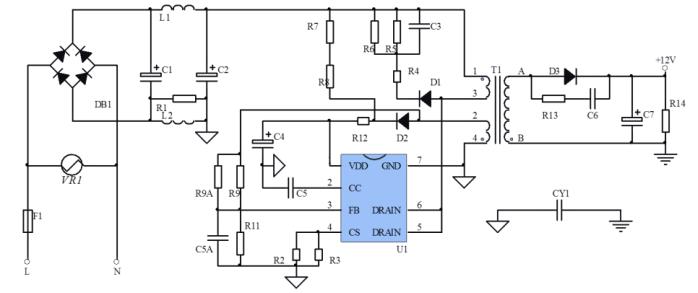 12V1Aµç·ÔÀíͼ