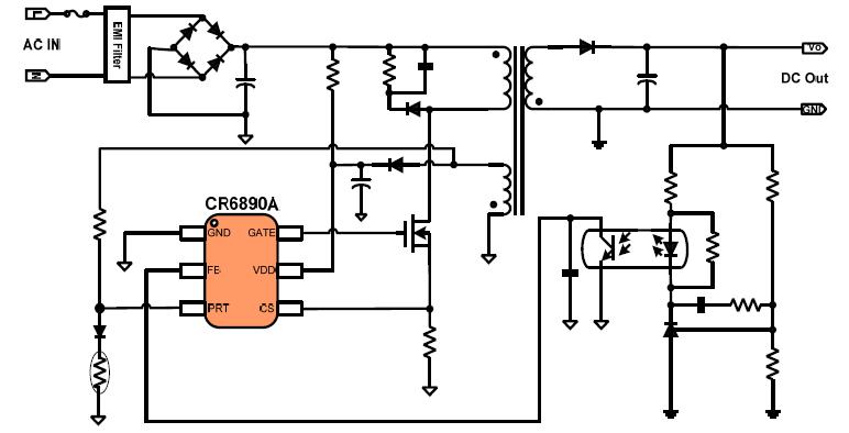 CR6890A ·´¼¤µçÔ´¿ØÖÆICµç·ͼ