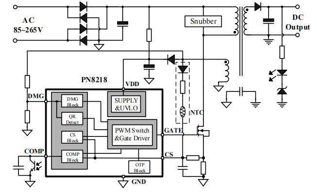 PN8218 µÍ³É±¾·´¼¤¿ØÖÆÐ¾Æ¬µäÐÍÓ¦ÓÃʾÒâͼ